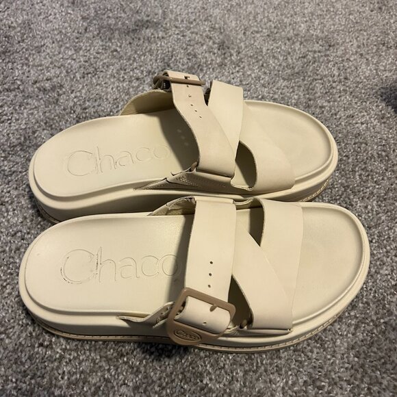 Chaco Townes Midform Platform Leather Slide in Angora Size Women's 8 - Picture 3 of 5